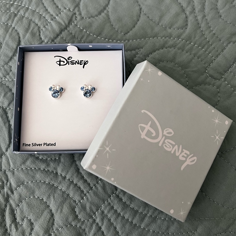 Disney Minnie Mouse Birthstone Stud Earrings (Blue)